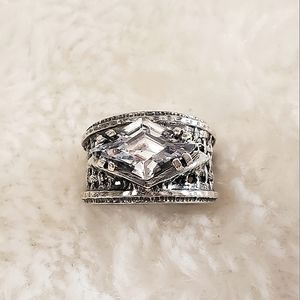 RARE!! Silpada Marquise Cubic Zirconia Sterling Silver Woven Band Ring